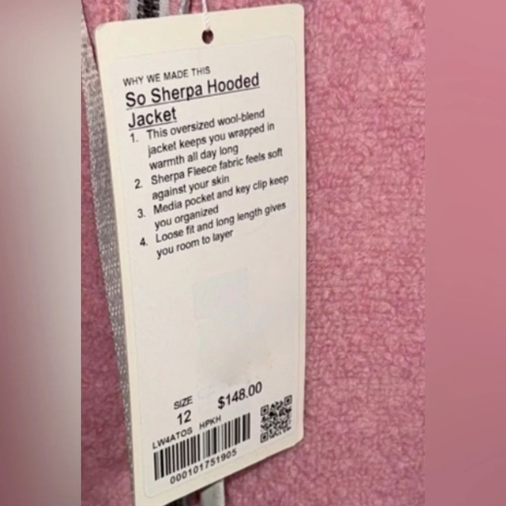 NWT Lululemon Pink Hooded Zip-Up Jacket